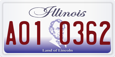 IL license plate A010362