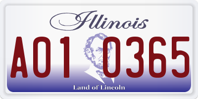 IL license plate A010365