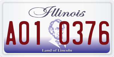 IL license plate A010376