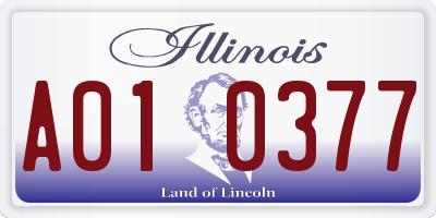 IL license plate A010377