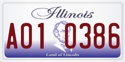 IL license plate A010386