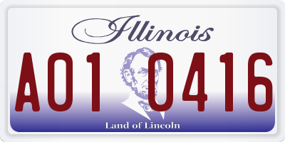 IL license plate A010416