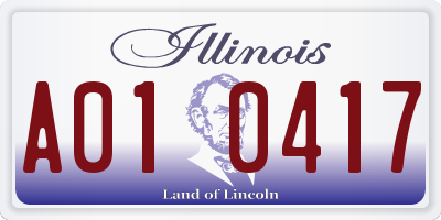 IL license plate A010417