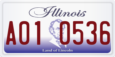 IL license plate A010536