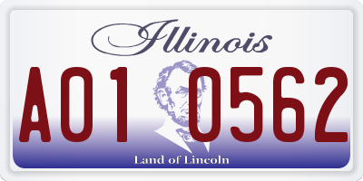 IL license plate A010562