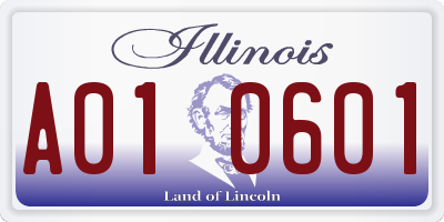 IL license plate A010601