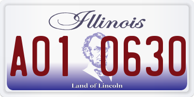 IL license plate A010630