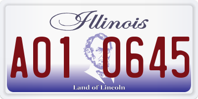 IL license plate A010645