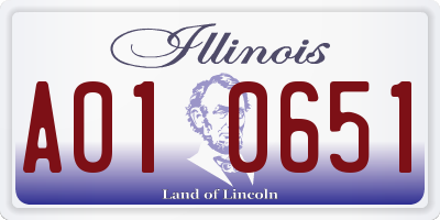 IL license plate A010651