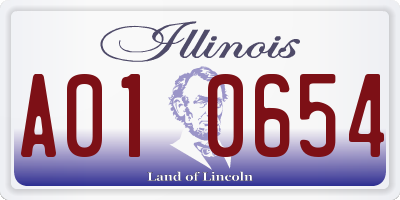 IL license plate A010654