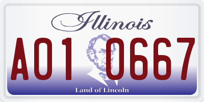 IL license plate A010667