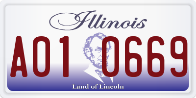 IL license plate A010669