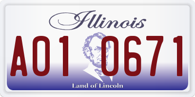 IL license plate A010671