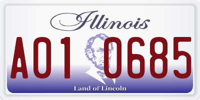 IL license plate A010685