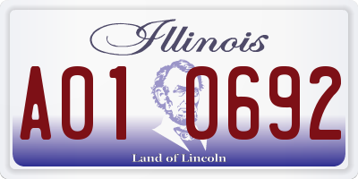 IL license plate A010692