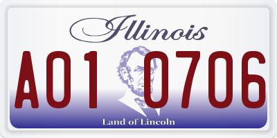 IL license plate A010706