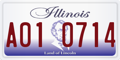 IL license plate A010714