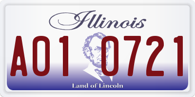 IL license plate A010721