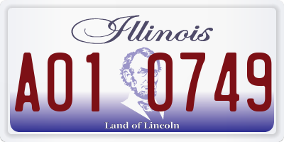 IL license plate A010749