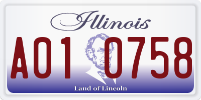 IL license plate A010758