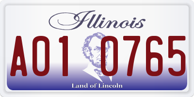 IL license plate A010765