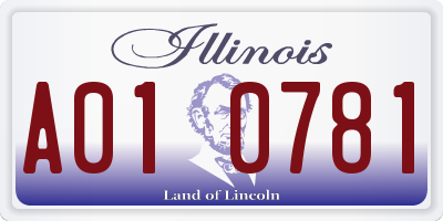 IL license plate A010781