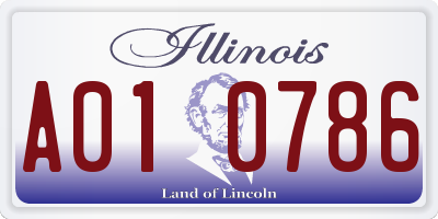 IL license plate A010786