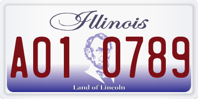 IL license plate A010789