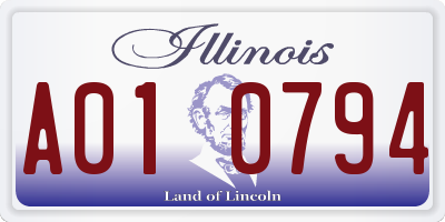 IL license plate A010794