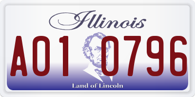 IL license plate A010796