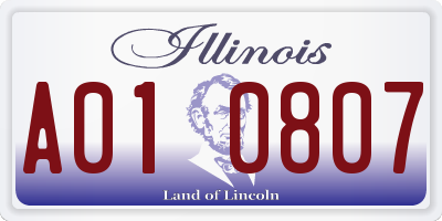 IL license plate A010807