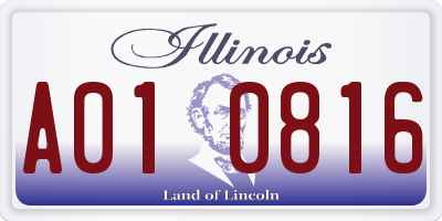 IL license plate A010816