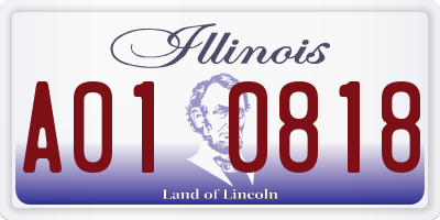 IL license plate A010818