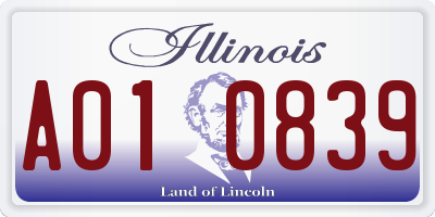 IL license plate A010839