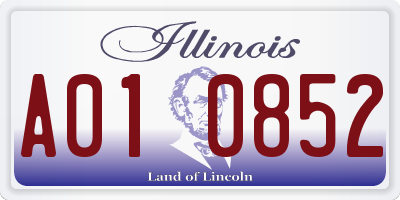 IL license plate A010852