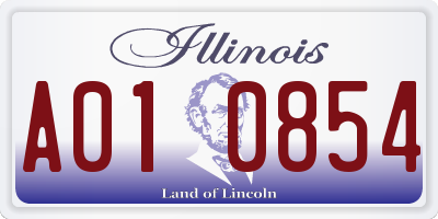 IL license plate A010854