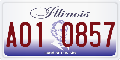 IL license plate A010857