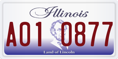 IL license plate A010877