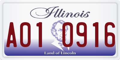 IL license plate A010916