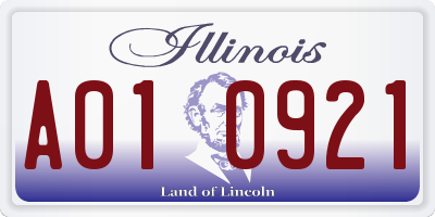 IL license plate A010921