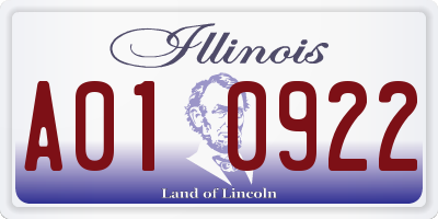 IL license plate A010922