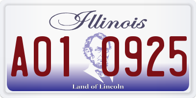 IL license plate A010925