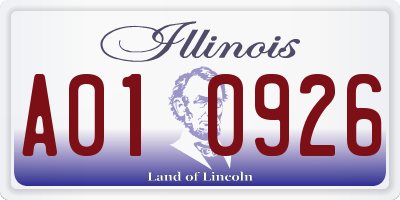 IL license plate A010926