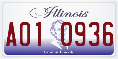 IL license plate A010936