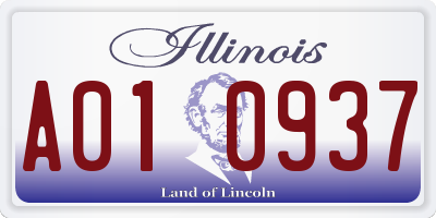 IL license plate A010937