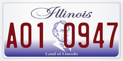 IL license plate A010947