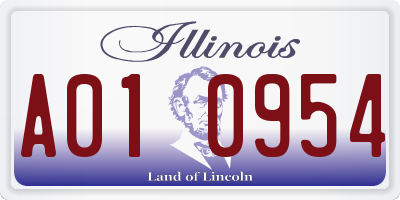 IL license plate A010954