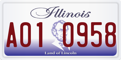 IL license plate A010958