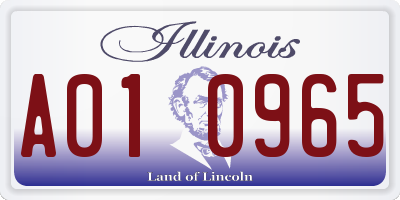 IL license plate A010965