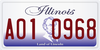 IL license plate A010968